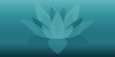 Abstract Blue Lotus Flower Meditation Background, Minimal Zen Vector for Mindfulness, Spa Wellness, Yoga, Relaxation and Spiritual Balance