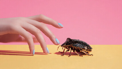 Main de femme et punaise de lit