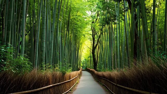 View of Arashiyama Bamboo Forest Serene Path
