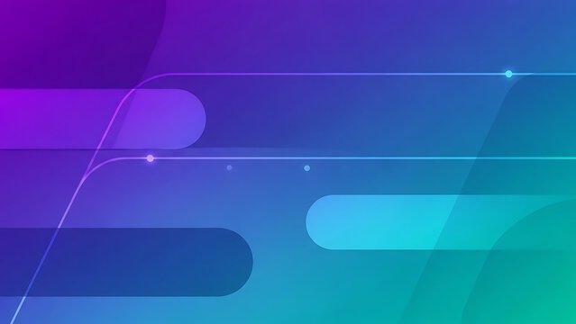 Abstract gradient background with flowing lines and rounded shapes in purple, blue, and teal colors, creating a modern digital aesthetic.