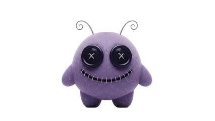 Purple Stuffed Monster Toy with Button Eyes