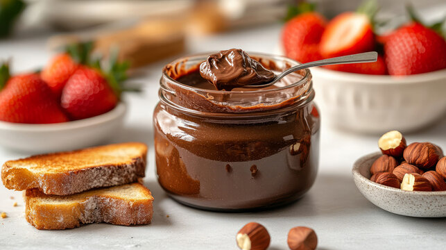  jar with homemade chocolate spread