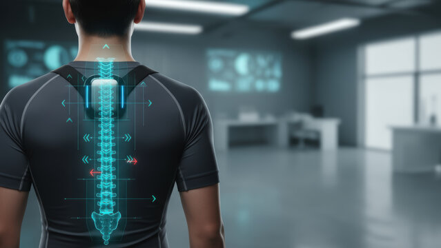 Technology spine health longevity posture digital innovation wellness healthcare futuristic concept - Powered by Adobe