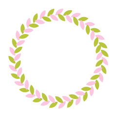 葉っぱ フレーム ひな祭りカラー ピンク グリーン