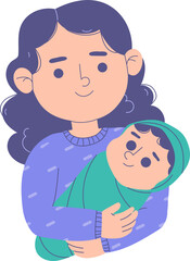 Obraz premium Mother Holding Newborn Baby Illustration