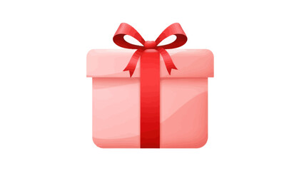 Obraz premium Pink Gift Box with Red Ribbon Bow, Isolated on White Background