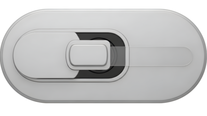 Modern gray wireless earbuds case with a sleek design and transparent background isolated on transparent background