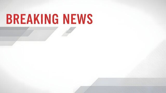 Breaking News 3D Red Banner Template for TV Broadcast and Media Headlines on White Background