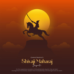 Happy Chhatrapati Shivaji Maharaj Jayanti Post and Flyer Template. Shivaji Jayanti Celebration Poster and Background with Text Vector Illustration