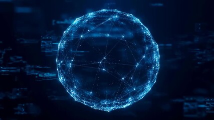 Digital globe with interconnected nodes and glowing lines representing global connectivity and data exchange. Visualizing the future of technology and communication - Powered by Adobe