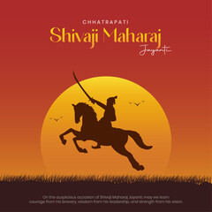 Happy Chhatrapati Shivaji Maharaj Jayanti Post and Flyer Template. Shivaji Jayanti Celebration Poster and Background with Text Vector Illustration