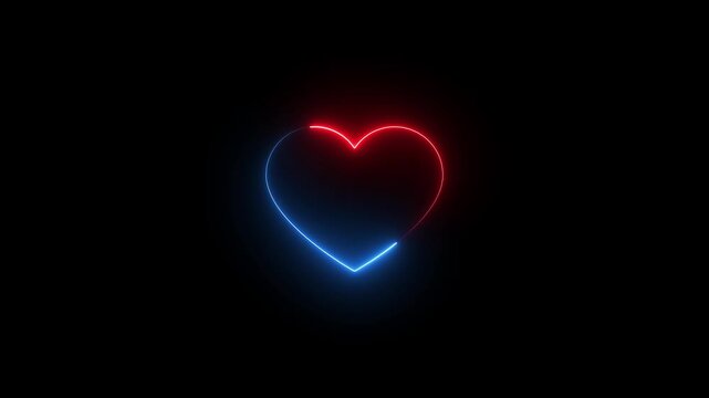  abstract  neon heart icon  animation on black background,Emoji heart beat and broken heart animation on transparent background and green background