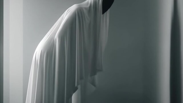 Eerie spectral entity shrouded in a white cloth.