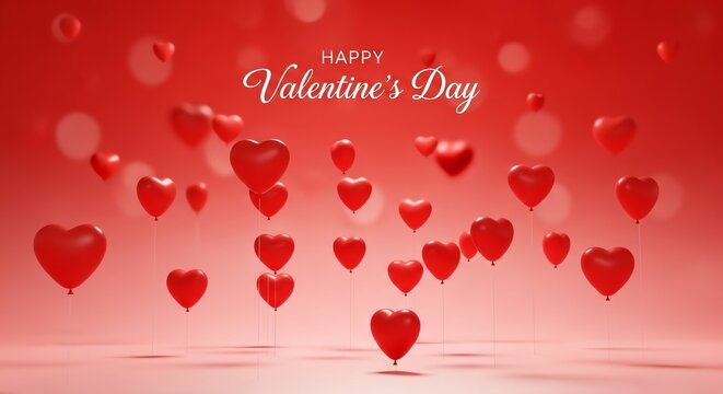 Red heart balloons Valentine's Day celebration