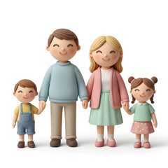 A small family group with parents and children standing together