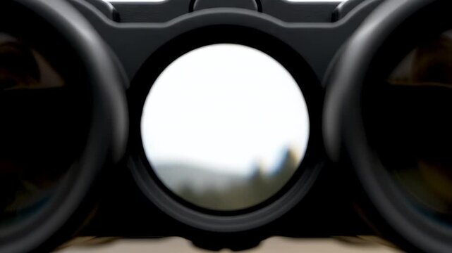 Looking Through Binoculars POV View of Blurred Landscape Transition