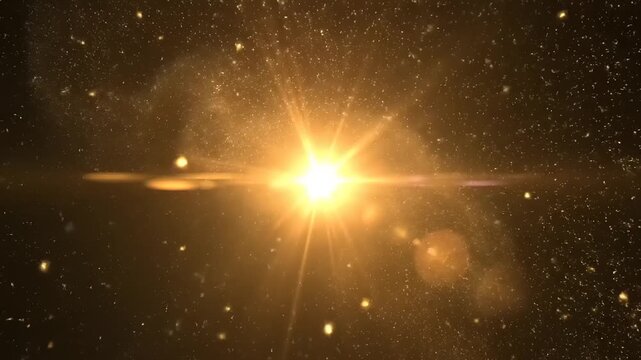Bright Light Explosion in Dark Space Scene.