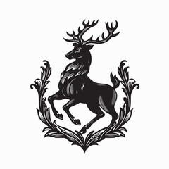 Rampant Stag Vector. Stag Heraldry Stock Illustration on White Background © Edo