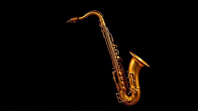tenor. Vintage tenor saxophone with a golden patina, spotlighted on a dark stage. event programs, museum guides, designed for cultural heritage projects and event programs, preserves heritage.