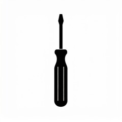Black Silhouette of a Screwdriver Tool on a White Background
