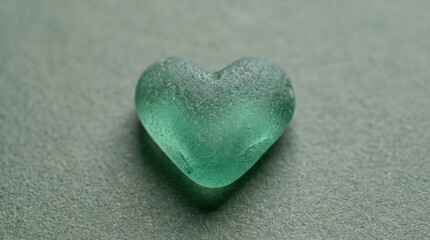 Green heart shaped sea glass celebrates Irish St Patricks Day