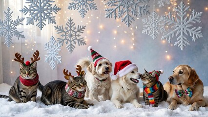 Whimsical Winter Pet Costumes in Snow