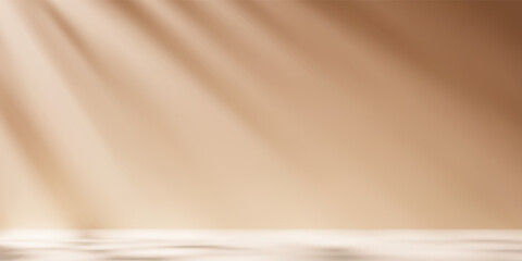 Fototapeta na wymiar Beige limbo background with soft gradient illuminated by sunlight . Empty space for product display, branding, and presentations