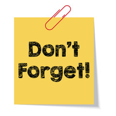 Don't forget reminder sticky note, notepaper business concept. PNG