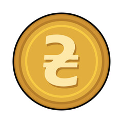 COIN CARTOON WITH CURRENCY ICON SYMBOL HRYVNIA UKRAINE