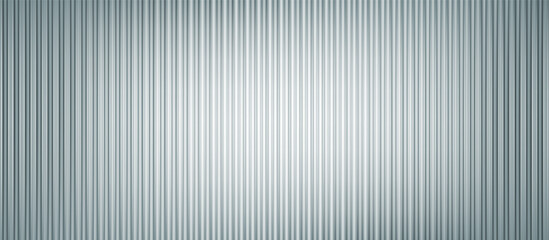 Acrylic ribbed glass texture background. Blue fluted plastic panel with blurry light reflection.