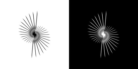 Dynamic abstract spiral sound wave rhythm lines. Circular spiral sound wave rhythm of lines. Circular futuristic abstract lines, black and white background.	