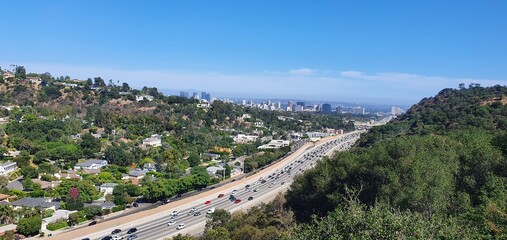 Los Angeles 405 view from Getty tram. Mobile photography, real phone snapshot