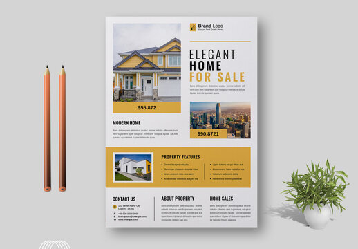 Yellow Color Real Estate Flyer Template