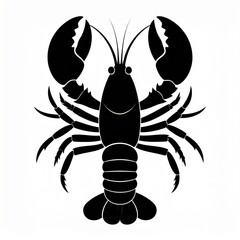 Obraz premium Bold Black Silhouette of a Lobster With Detailed Claws and Antennae Against a Pure White Background