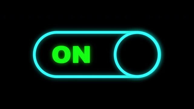 Modern glowing toggle switch UI animation with green ON and red OFF states. Perfect for app interface, website, dashboard, tech presentation, and digital product promo. alpha channel