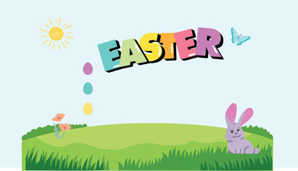 Math Easter Egg Counting Game Presentation in Pastel Animated Style, vector, cartoon, illustration, design, card, easter, baby, animal, set, rabbit, birthday, art, spring, flower, holiday, pattern, de