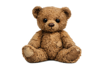 Fototapeta premium Brown teddy bear, a classic plush toy, sitting and creating a sense of comfort. Transparent background for easy layering
