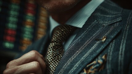 Man is wearing a suit and tie