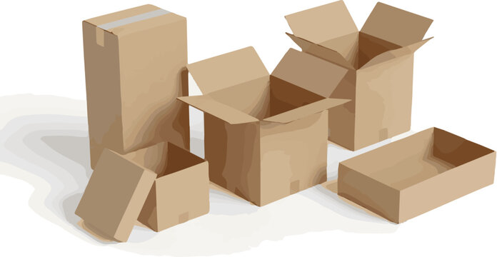 Create a kinds of deferent realistic Blank open box packaging mockup Template for your design branding mockup. 3d rendering. vector art with white background..