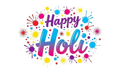 Vibrant holi celebration graphic with colorful text and paint splatters