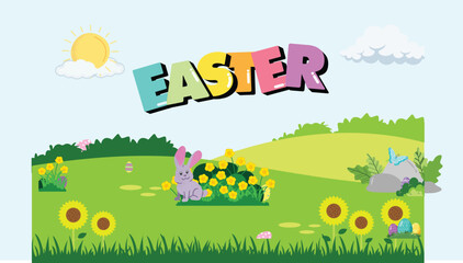 Math Easter Egg Counting Game Presentation in Pastel Animated Style, vector, cartoon, illustration, design, card, easter, baby, animal, set, rabbit, birthday, art, spring, flower, holiday, pattern, de