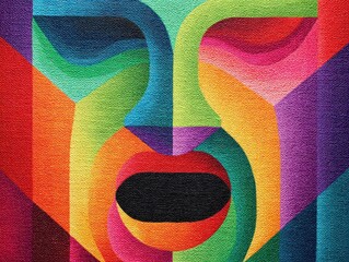 Colorful Mask: A vibrant tapestry of geometric shapes forms a mesmerizing abstract mask, showcasing a kaleidoscope of colors and intricate details.