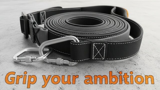 Black Webbing Strap with Metal Carabiner and Hardware