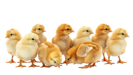 Naklejka premium A Group of Adorable Baby Chicks Standing Together.
