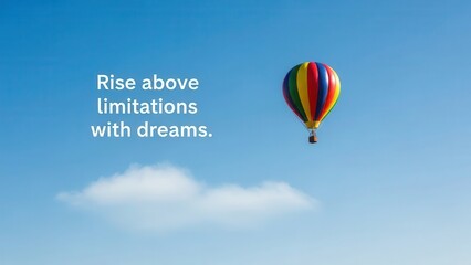 Fototapeta premium Colorful Hot Air Balloon Soaring Through Blue Sky