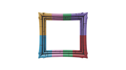 Colorful empty picture frame with multicolored stripes isolated on white background for photography transparent background