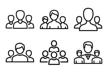 Minimalist Modern community social engagement outine icons set with editable stroke.
