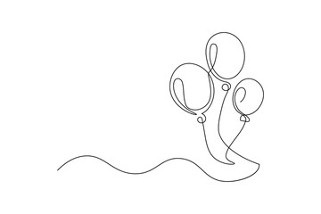 Obraz premium Balloon outline continuous line drawing simple party decoration icon 