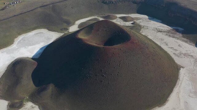 Aerial Video of Meke Crater Lake Formed by Eruption