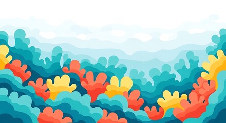 Colorful underwater coral reef illustration background